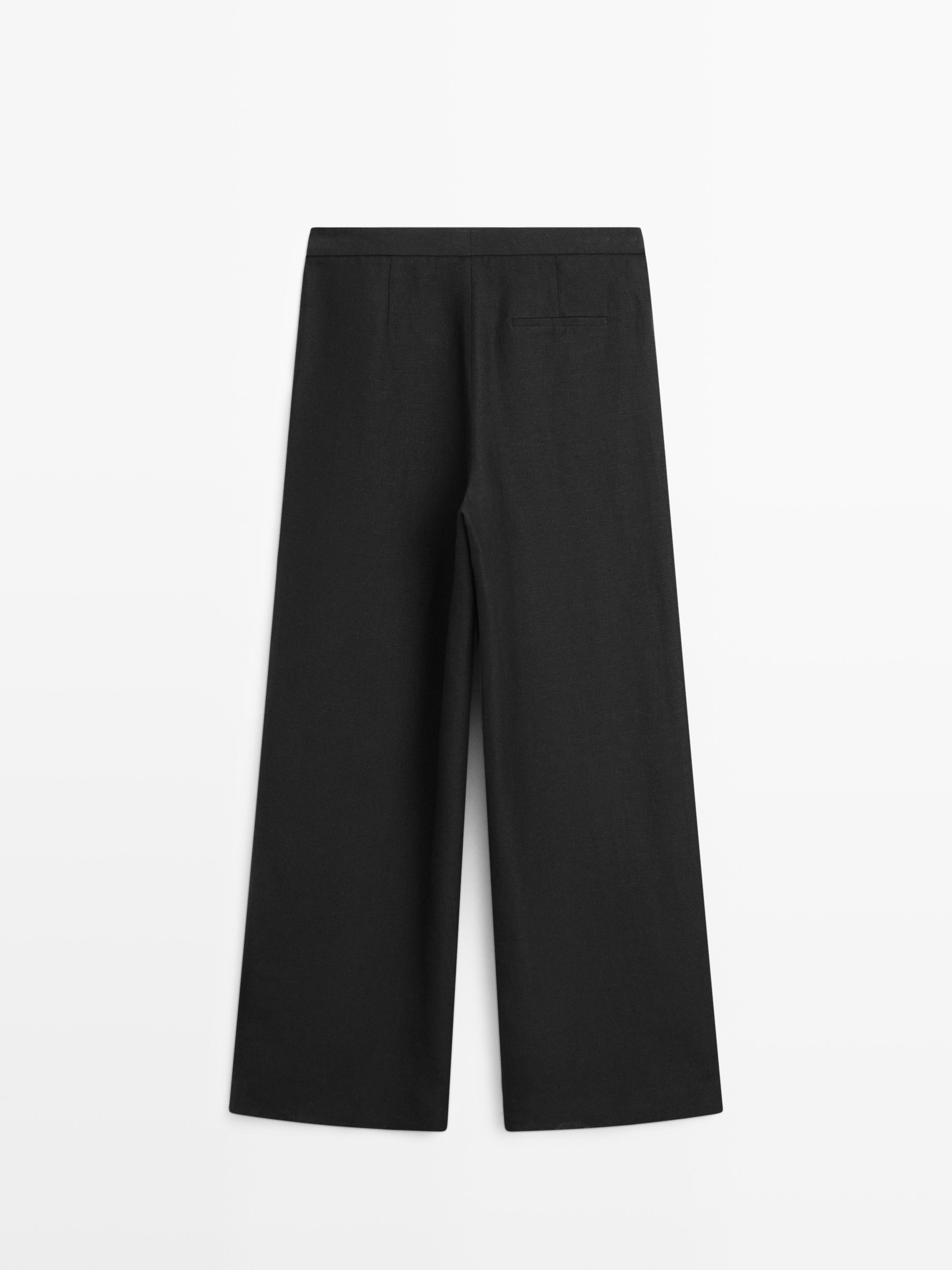 Flowing linen suit trousers